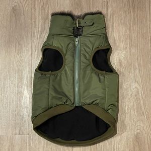 Holiday Green Dog Coat/Vest w/Fur Collar Size XL